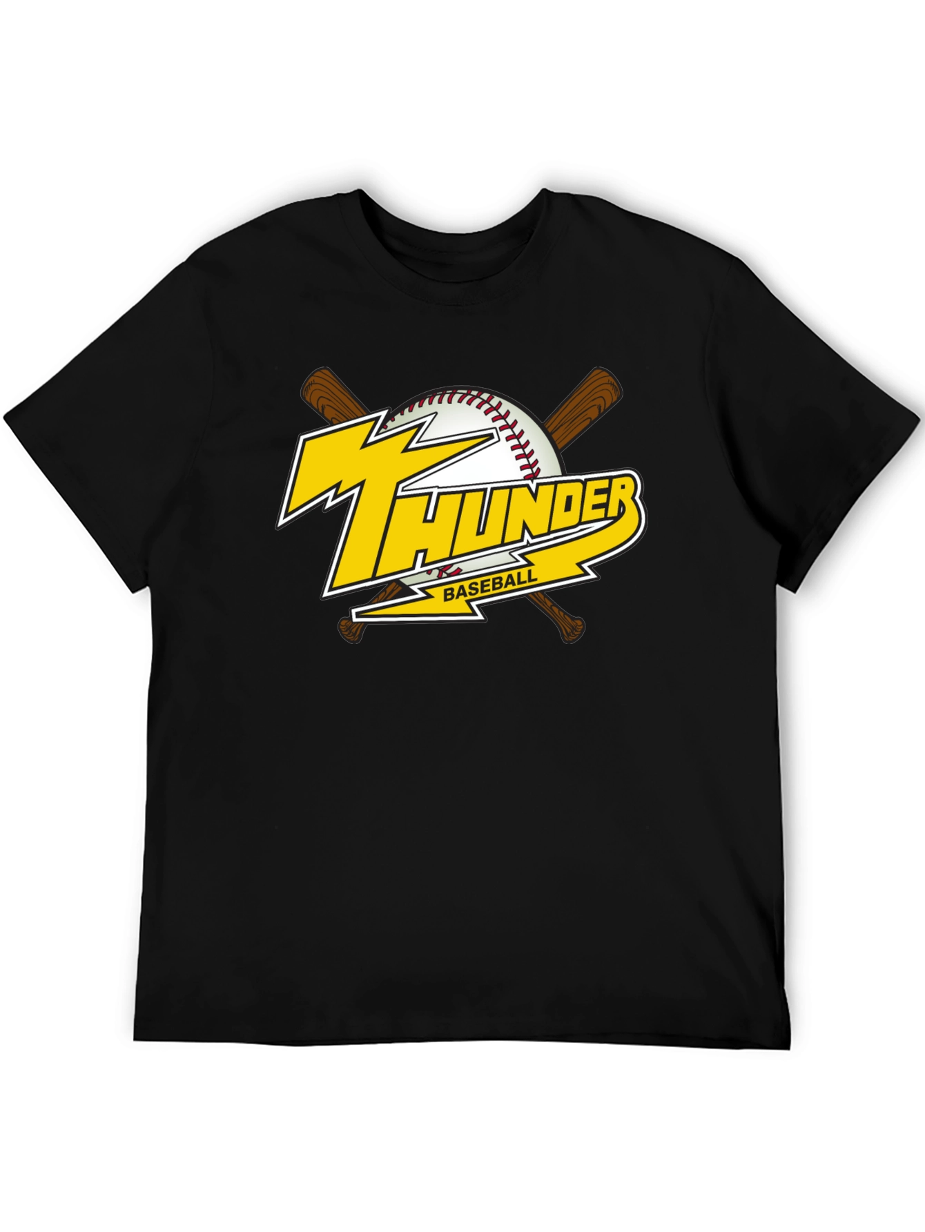 Thunder Baseball Graphic T-Shirt - Black Cotton Tee