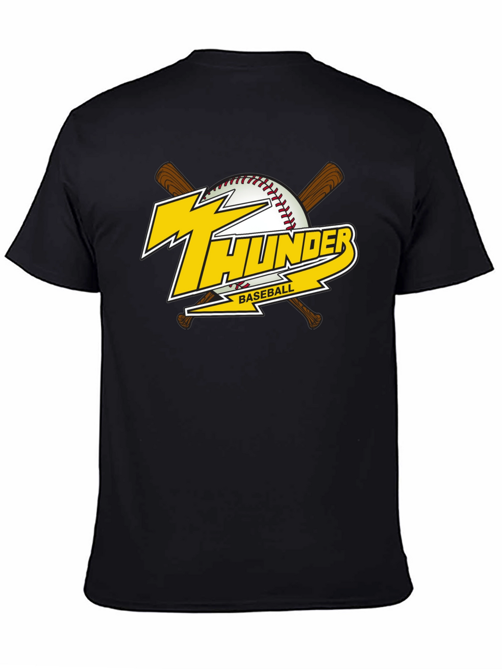 Thunder Baseball Graphic T-Shirt - Black Cotton Tee