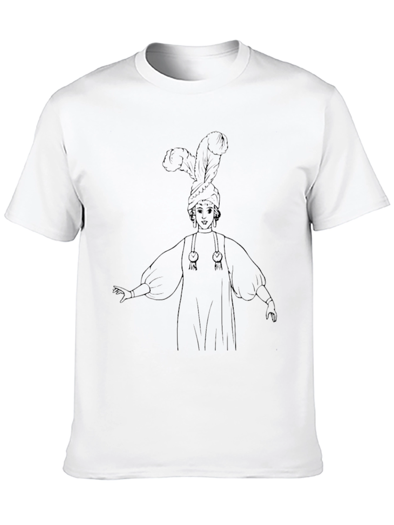 Black T-Shirt with Vintage Showgirl Print