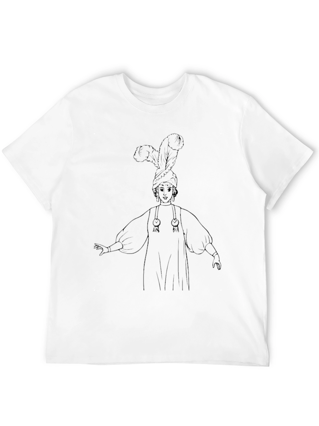 Black T-Shirt with Vintage Showgirl Print