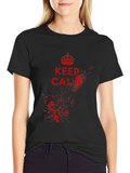 Keep Calm Graphic Tee - Black Cotton Blend