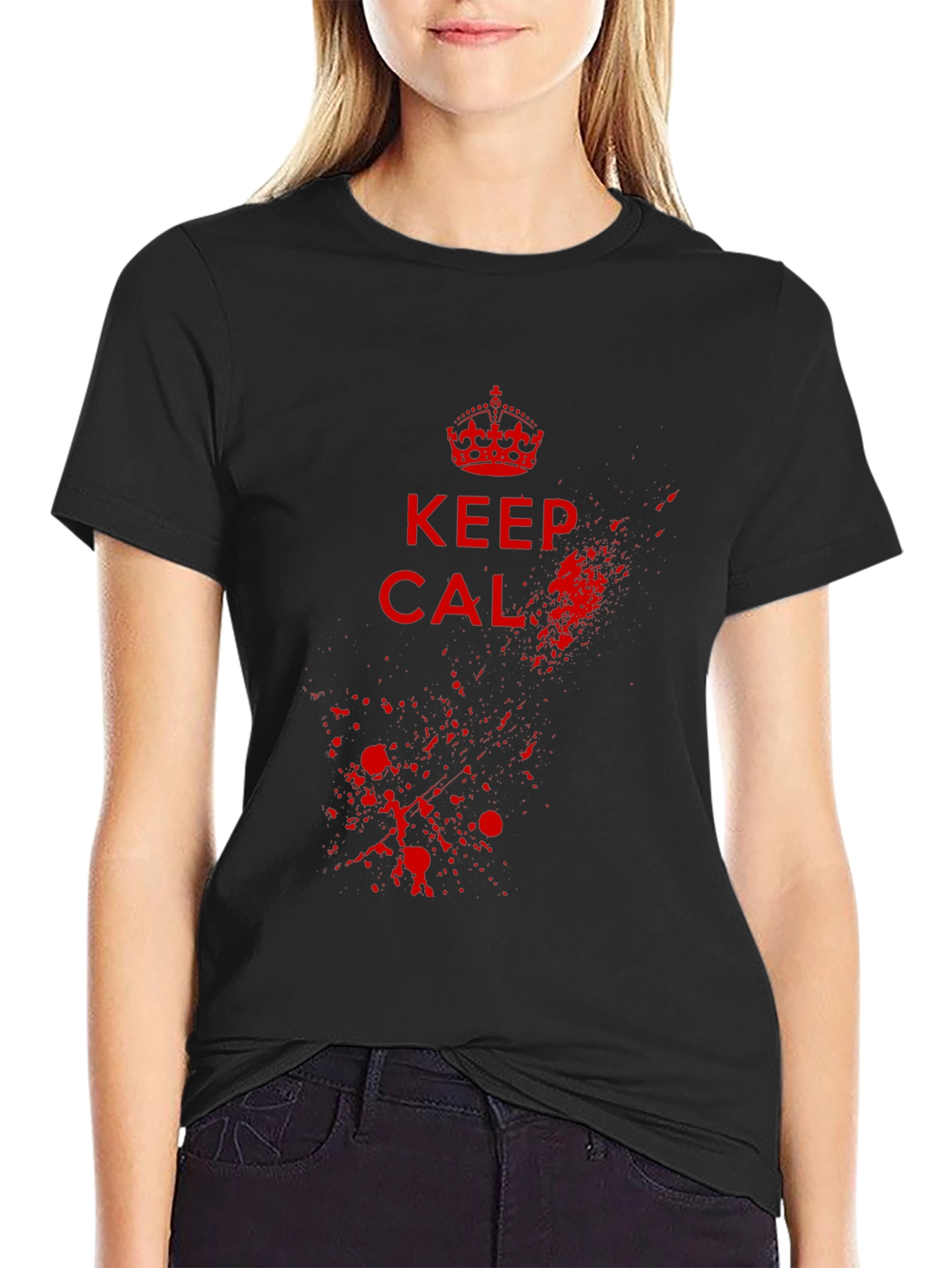 Keep Calm Graphic Tee - Black Cotton Blend