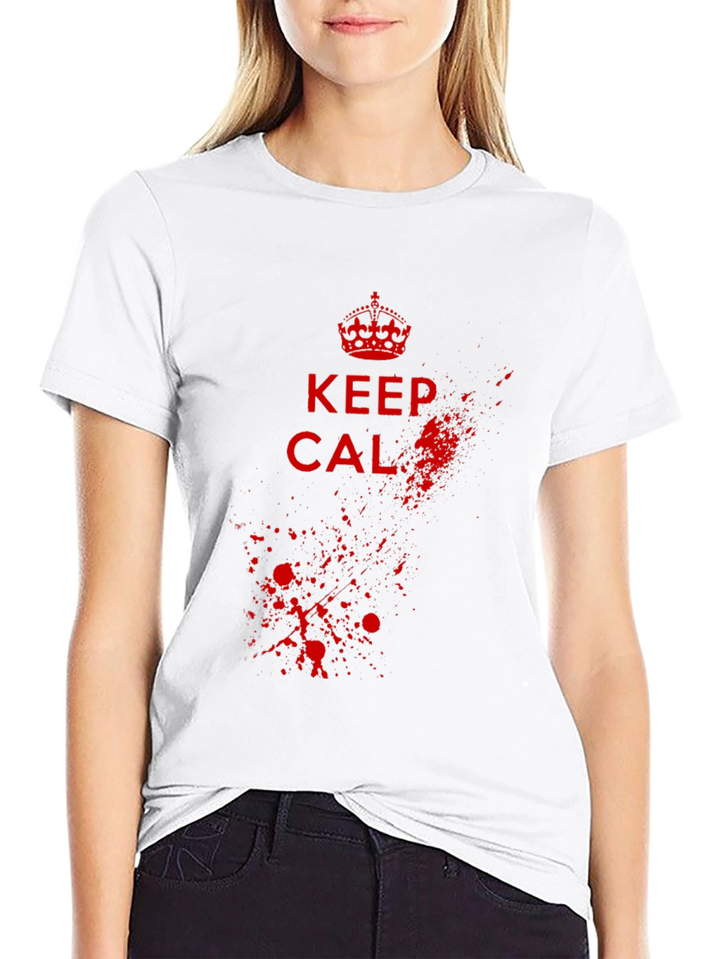 Keep Calm Graphic Tee - Black Cotton Blend