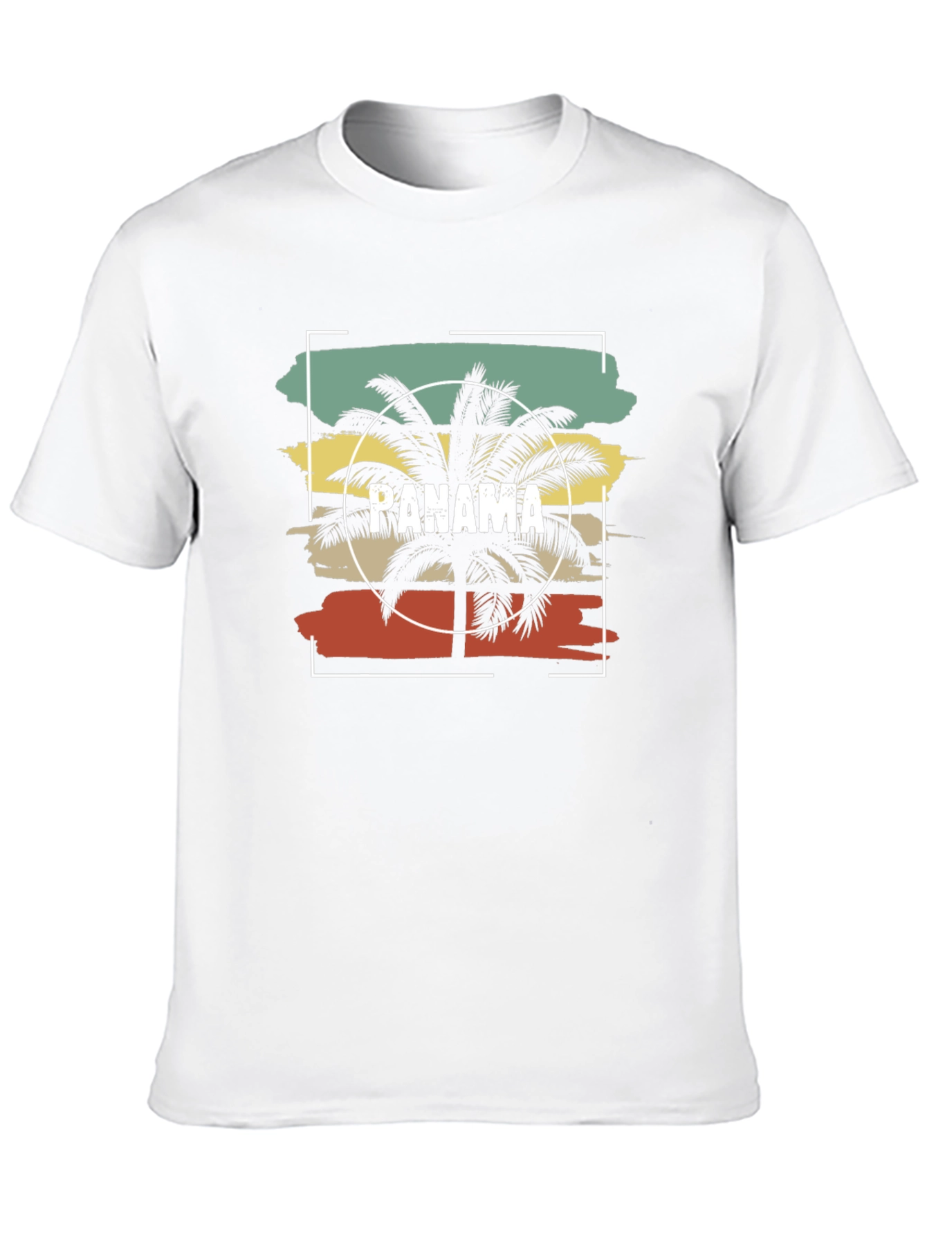 Panama Retro Palm Tree Graphic Tee - Black