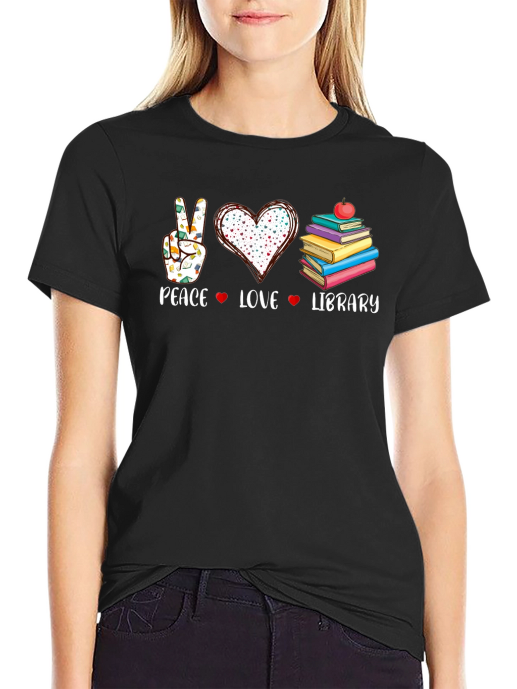 Peace Love Library Graphic T-Shirt
