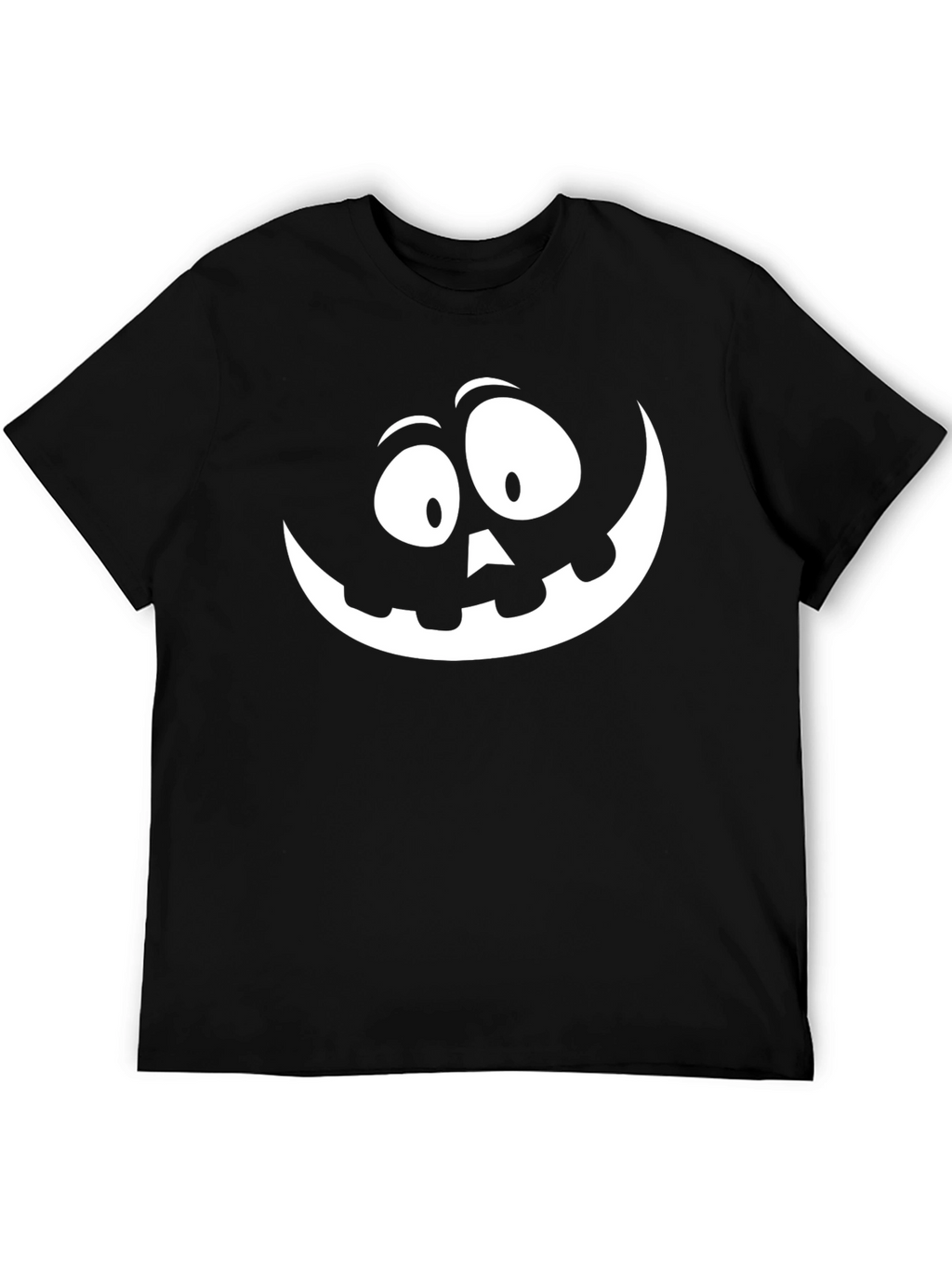 Halloween Pumpkin Face Graphic Tee - Black Cotton T-Shirt