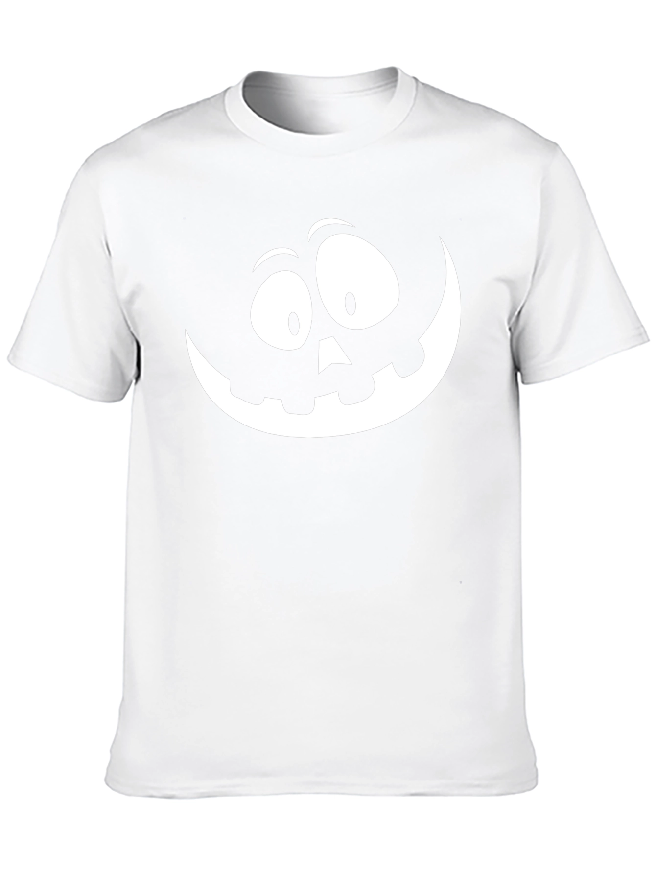 Halloween Pumpkin Face Graphic Tee - Black Cotton T-Shirt