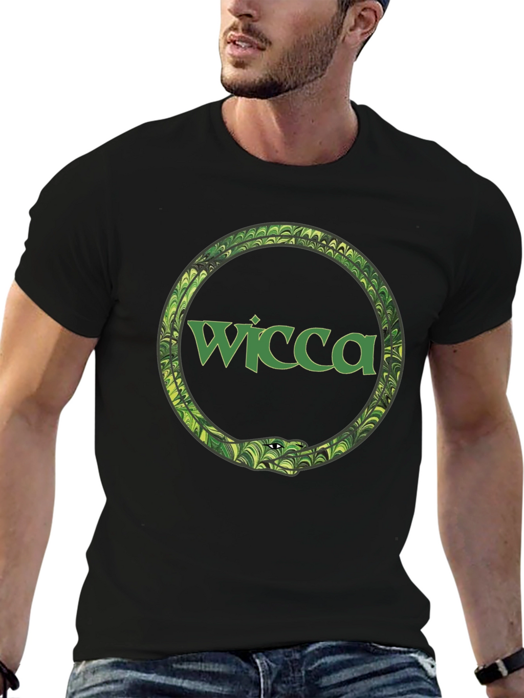 Wicca Serpent Ouroboros Black T-Shirt