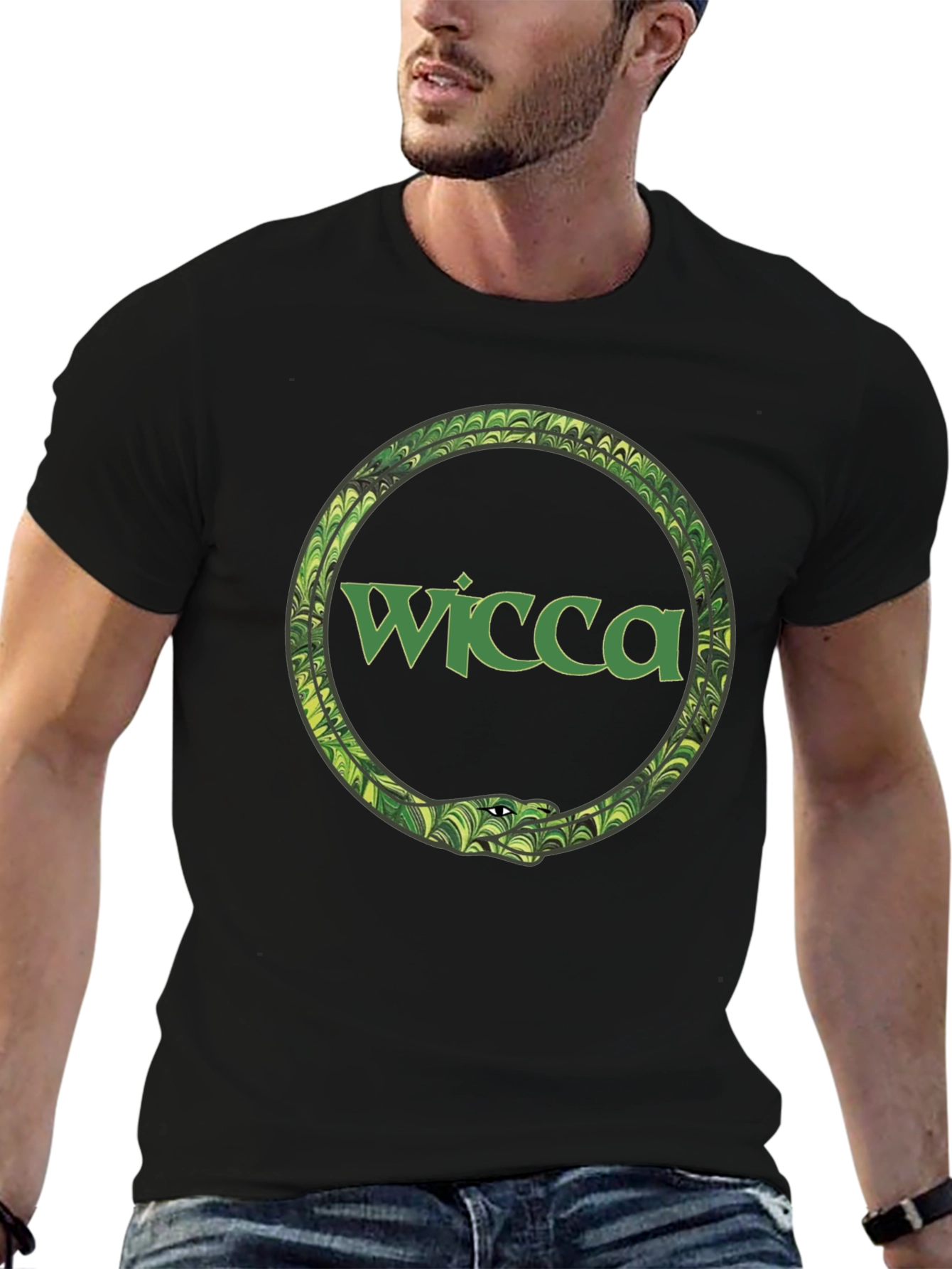 Wicca Serpent Ouroboros Black T-Shirt