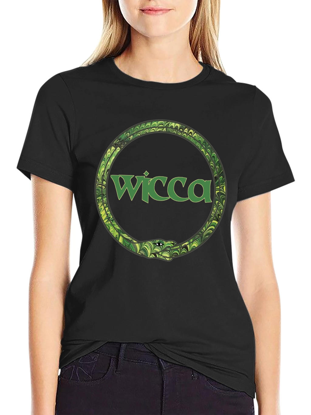 Wicca Serpent Ouroboros Black T-Shirt
