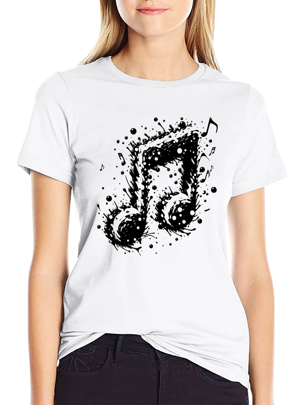 Abstract Music Note Black T-Shirt