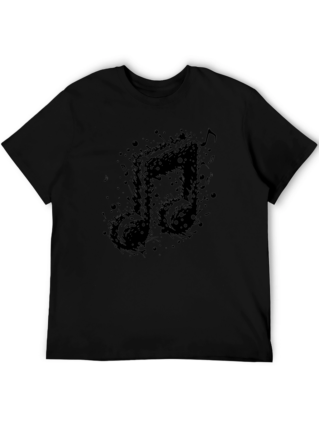 Abstract Music Note Black T-Shirt