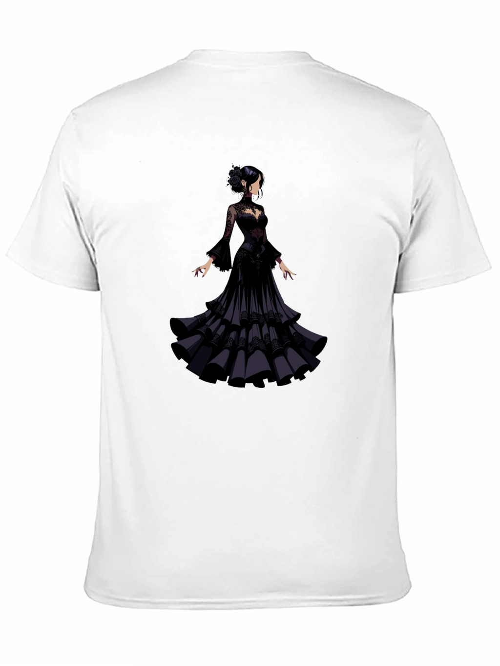 Elegant Woman in Black Gown T-Shirt