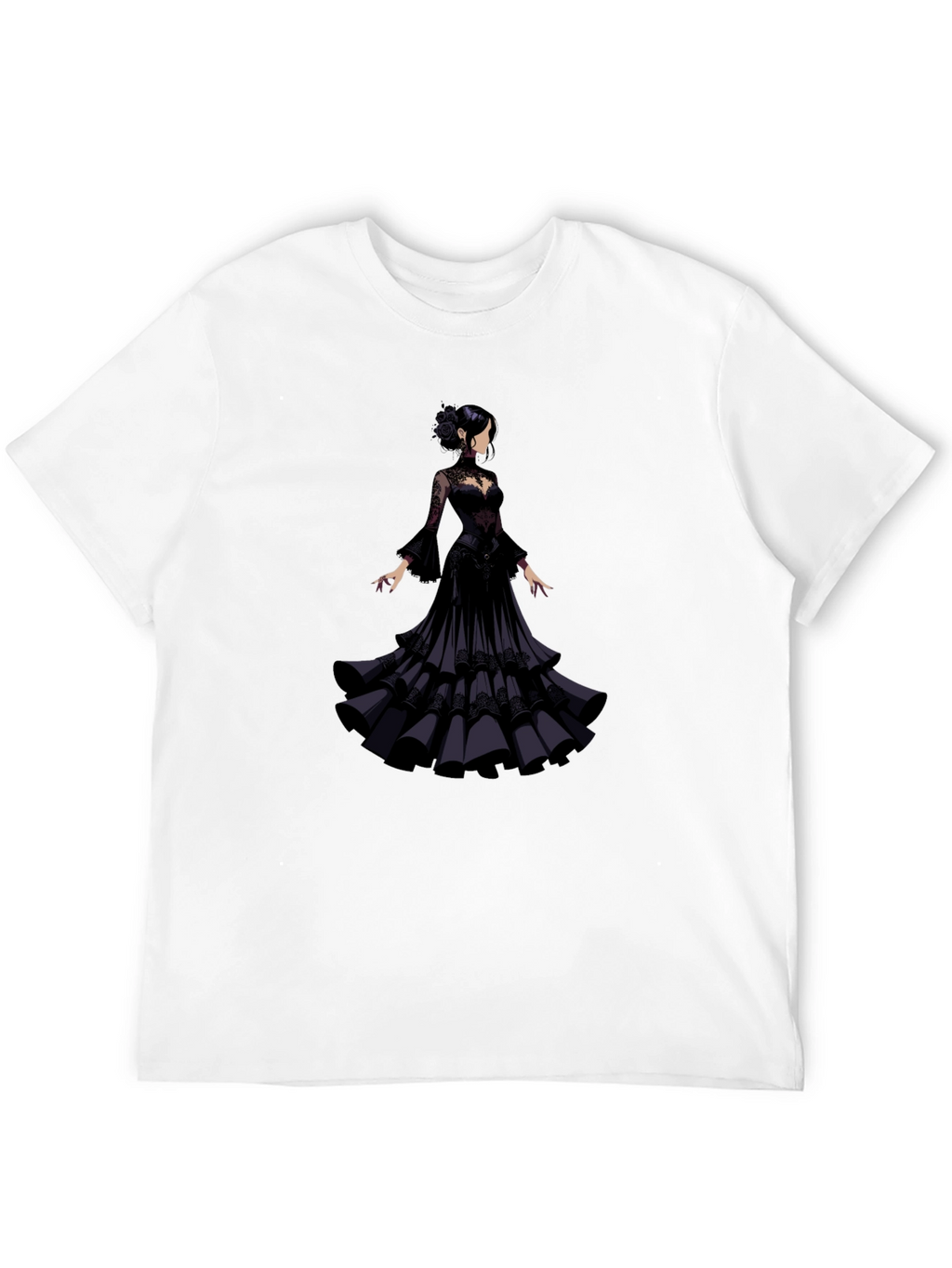 Elegant Woman in Black Gown T-Shirt