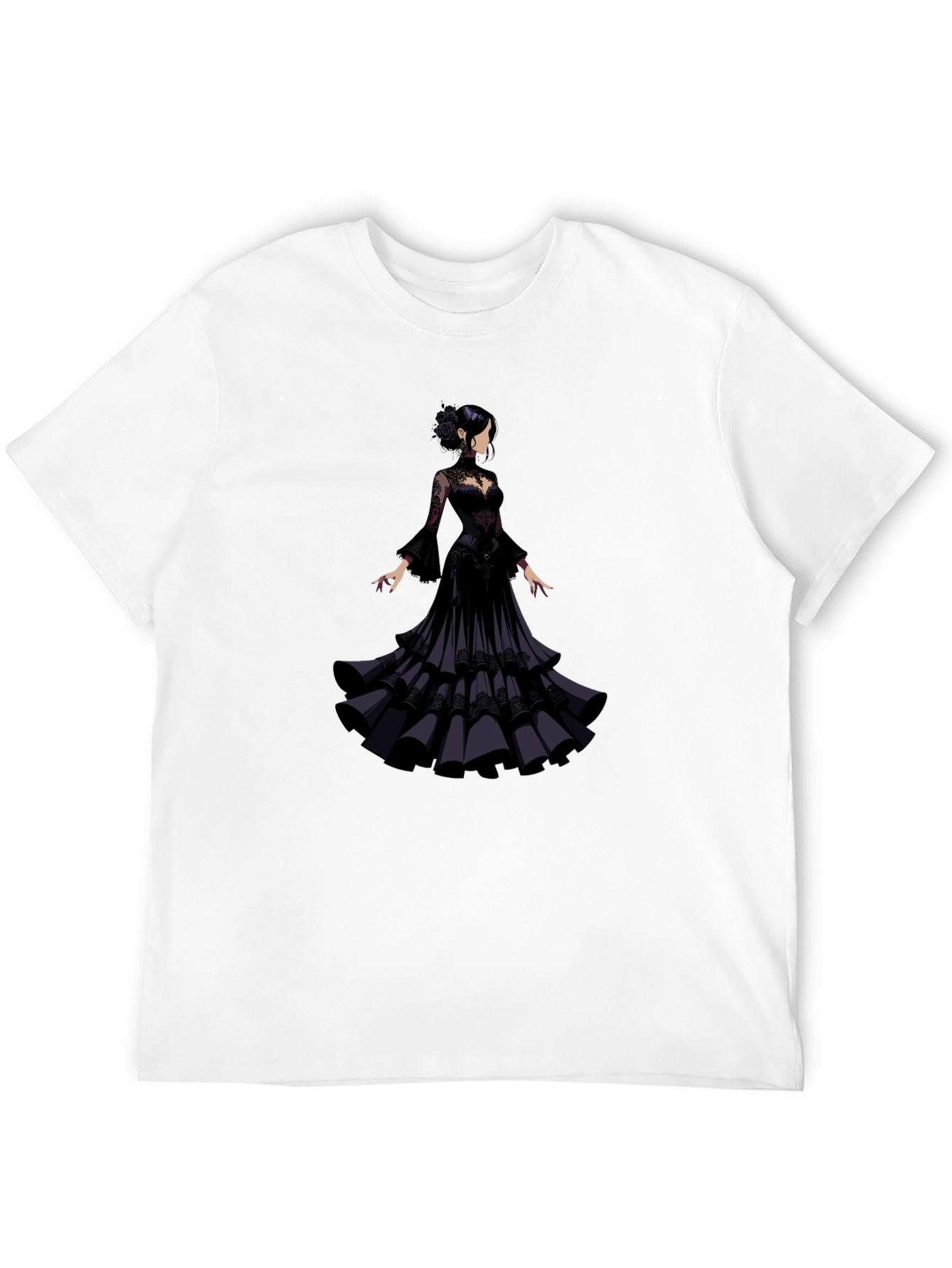 Elegant Woman in Black Gown T-Shirt