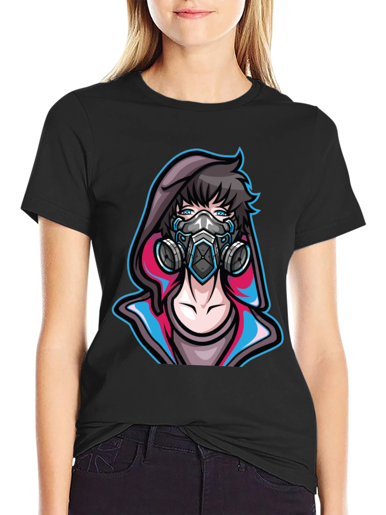 Anime Gas Mask Graphic Tee