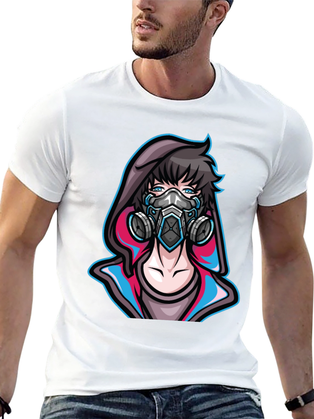 Anime Gas Mask Graphic Tee