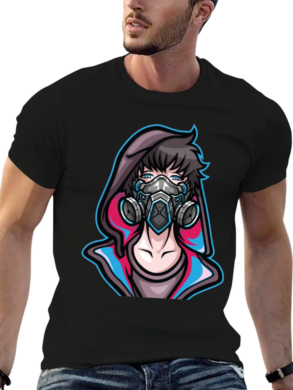 Anime Gas Mask Graphic Tee
