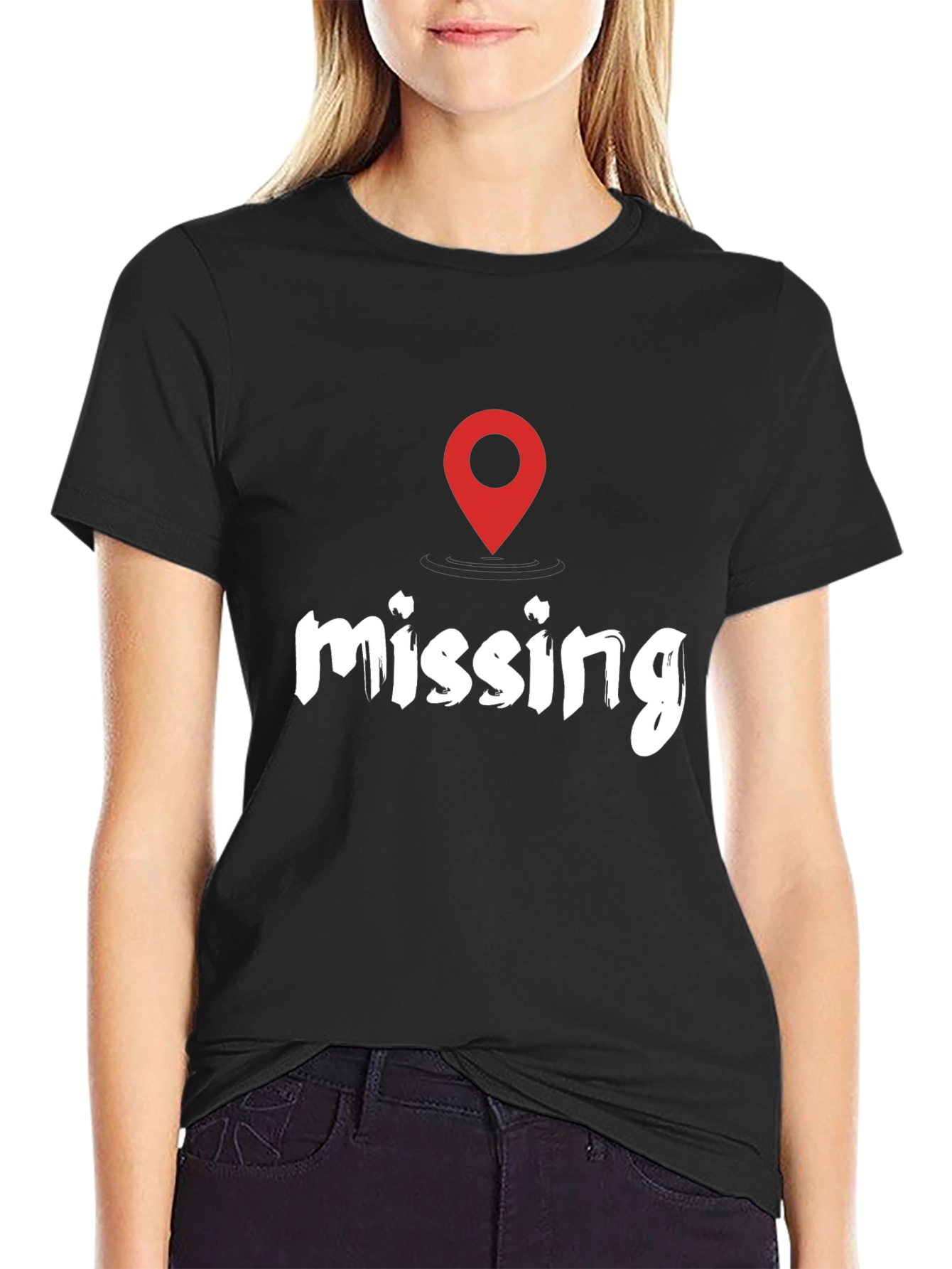 Missing You Location T-Shirt - Black Casual Tee