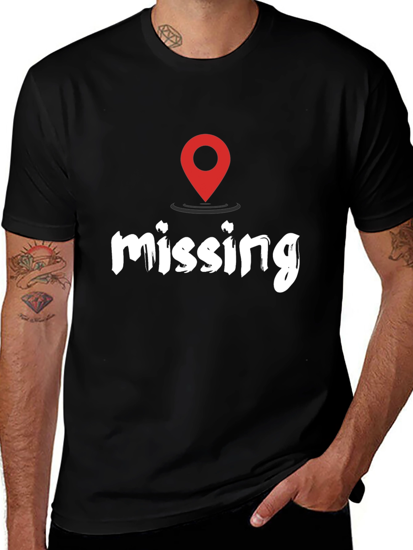 Missing You Location T-Shirt - Black Casual Tee
