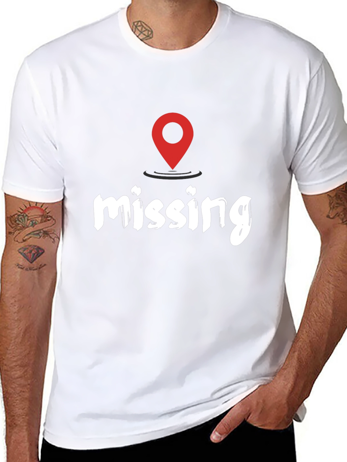 Missing You Location T-Shirt - Black Casual Tee