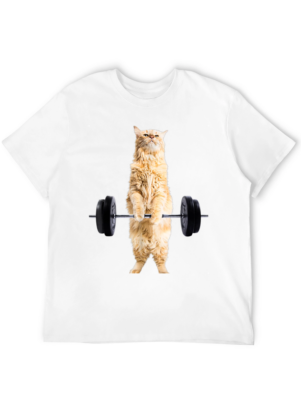 Funny Cat Lifting Weights Black T-Shirt