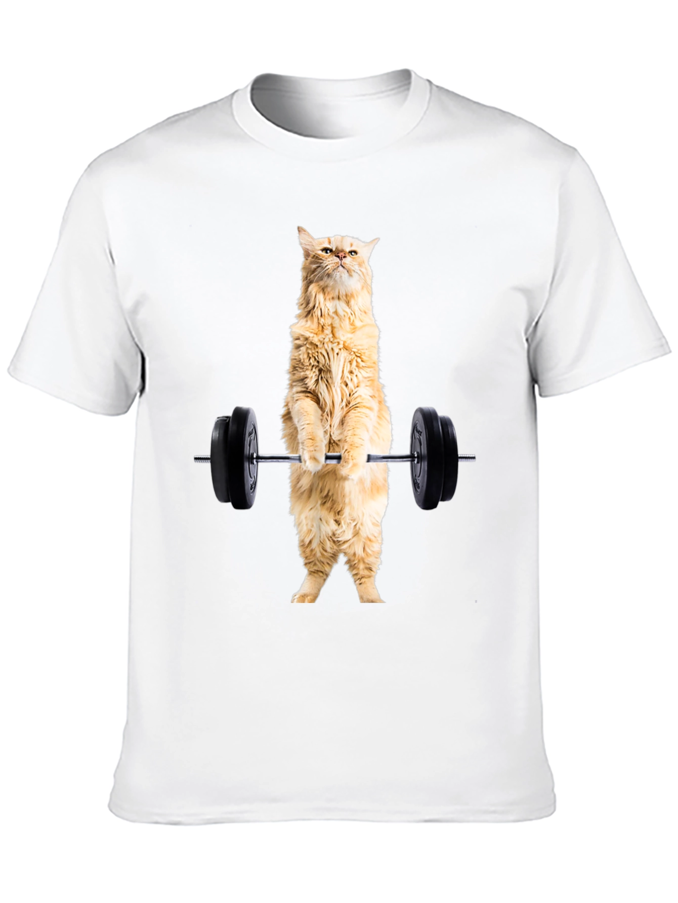 Funny Cat Lifting Weights Black T-Shirt