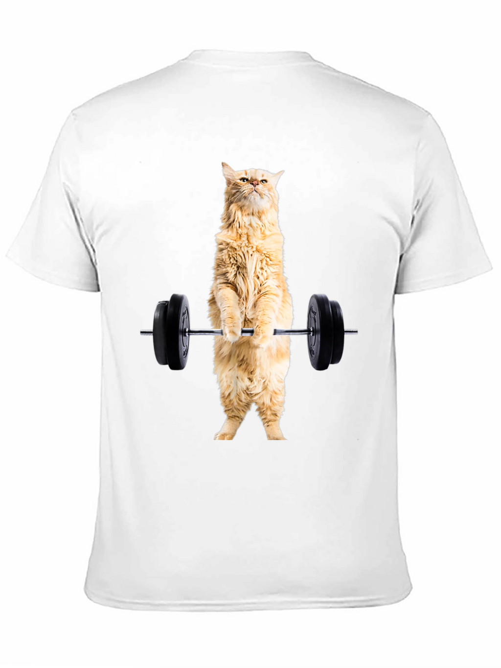 Funny Cat Lifting Weights Black T-Shirt