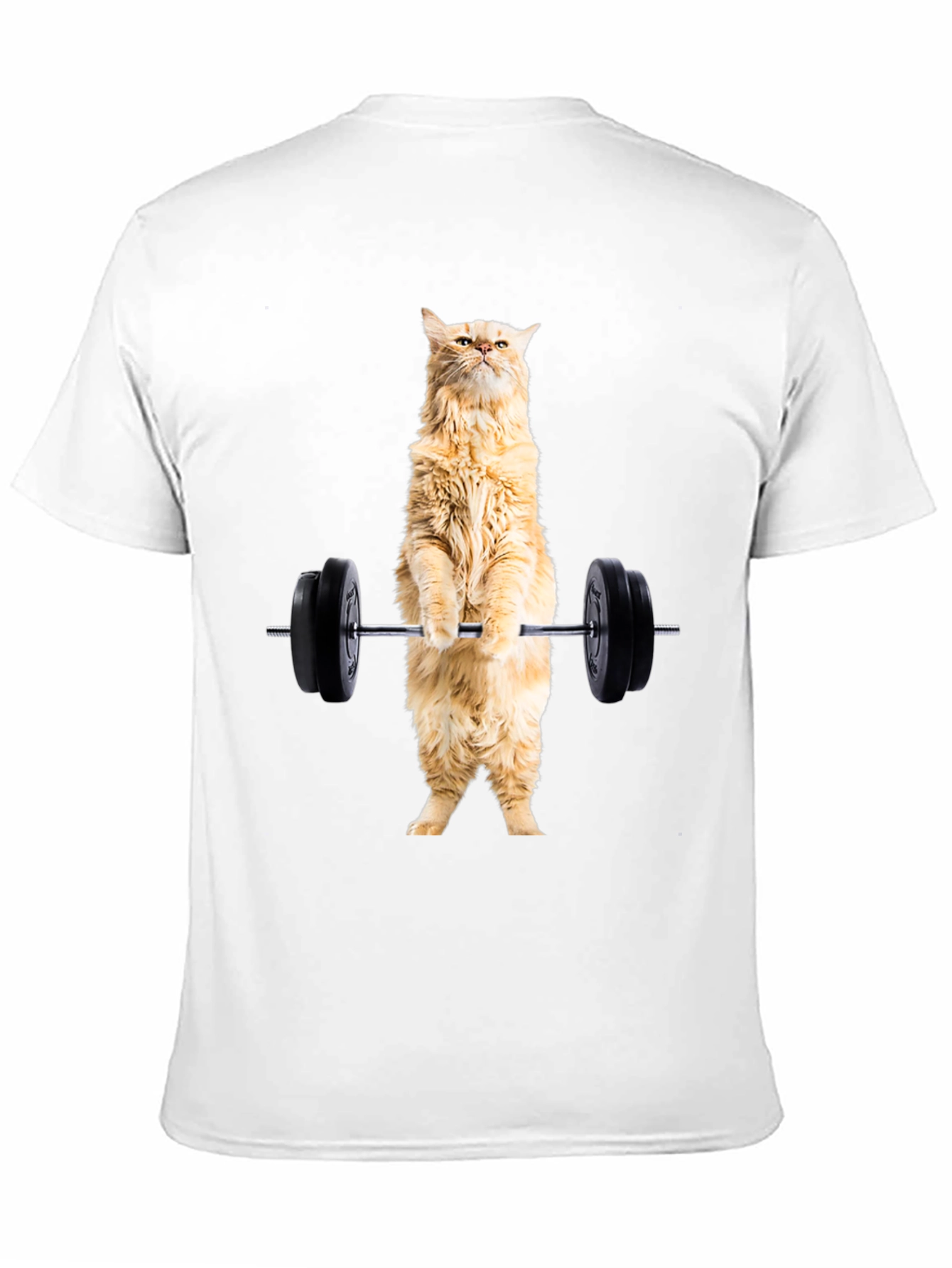 Funny Cat Lifting Weights Black T-Shirt