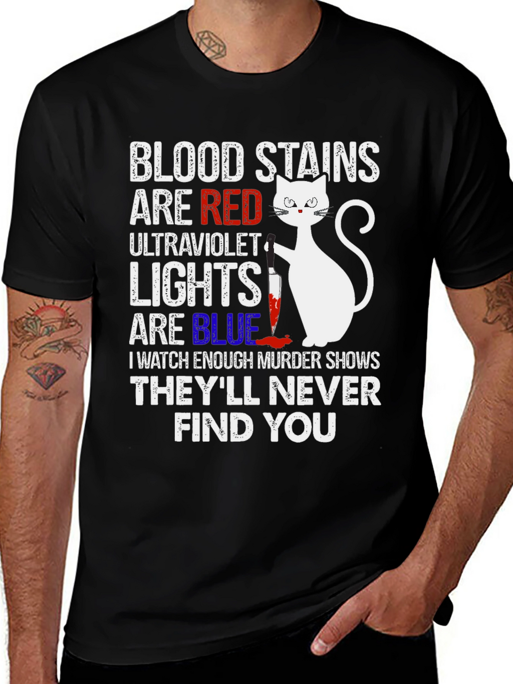 Murder Cat T-Shirt - Blood Stains Are Red Tee