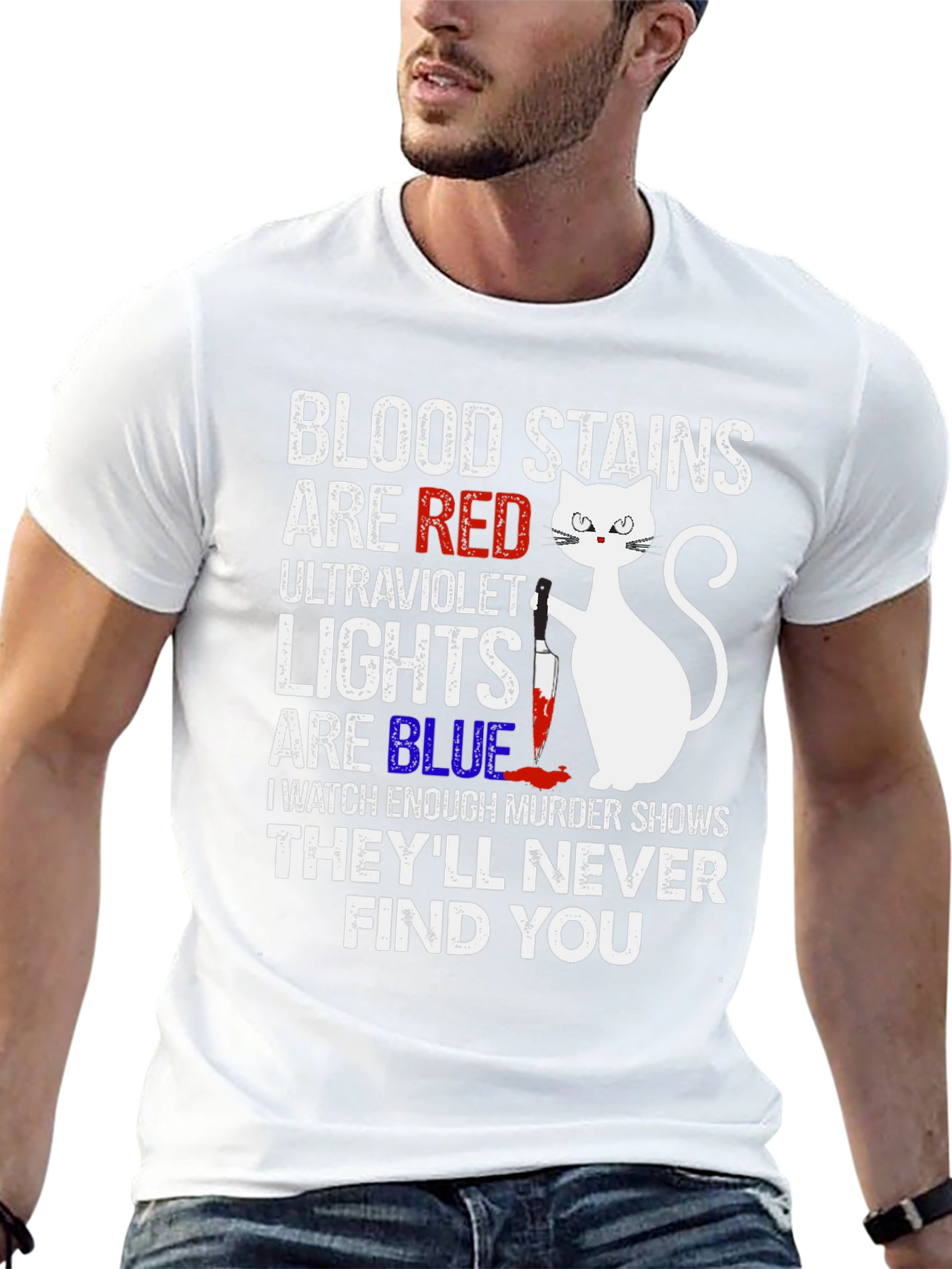 Murder Cat T-Shirt - Blood Stains Are Red Tee