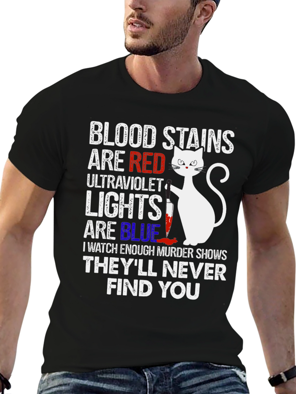 Murder Cat T-Shirt - Blood Stains Are Red Tee