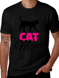 Cat Mom Graphic Tee - Black