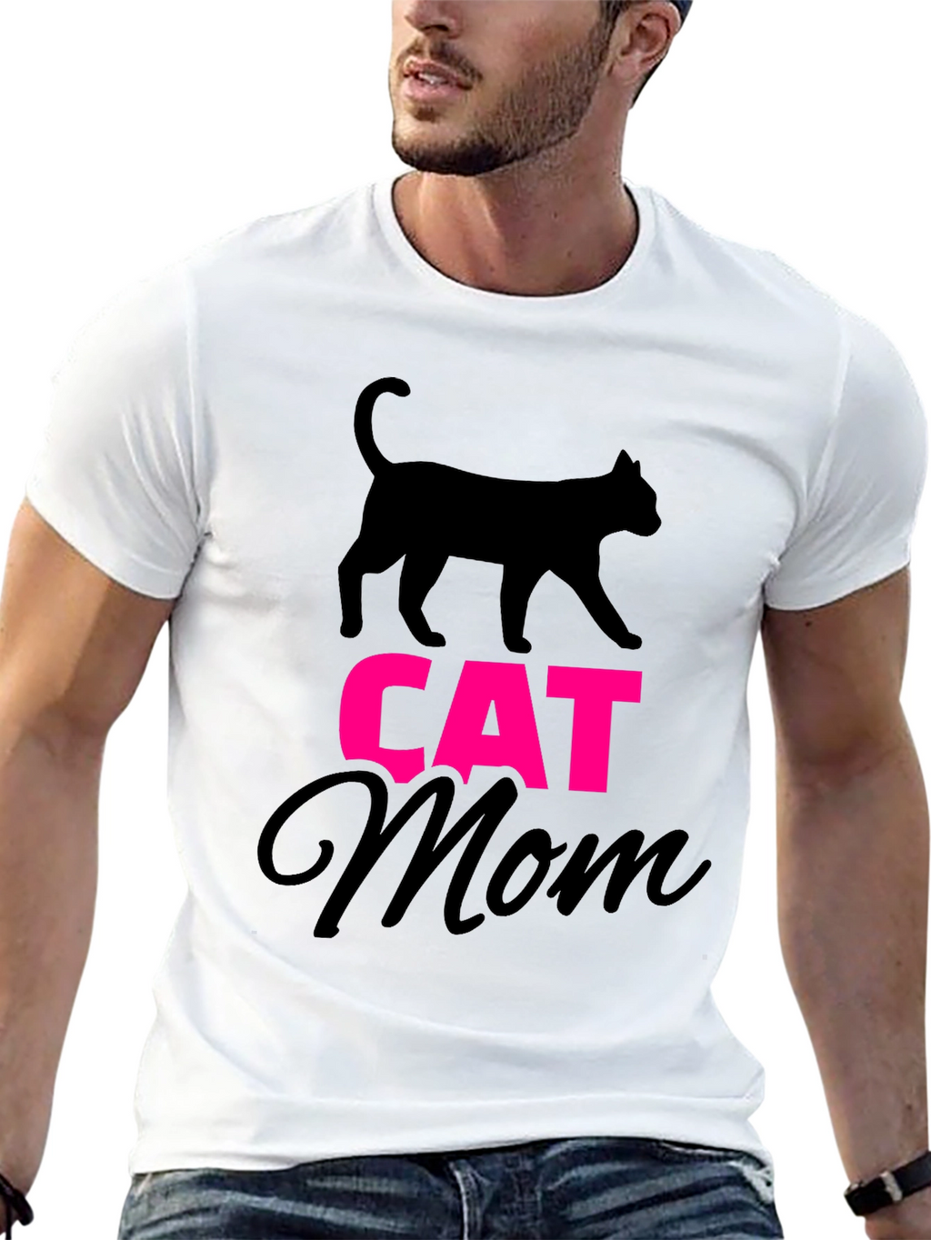 Cat Mom Graphic Tee - Black