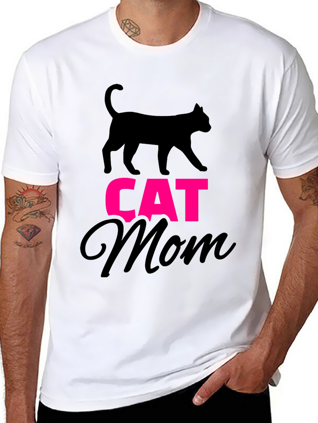 Cat Mom Graphic Tee - Black