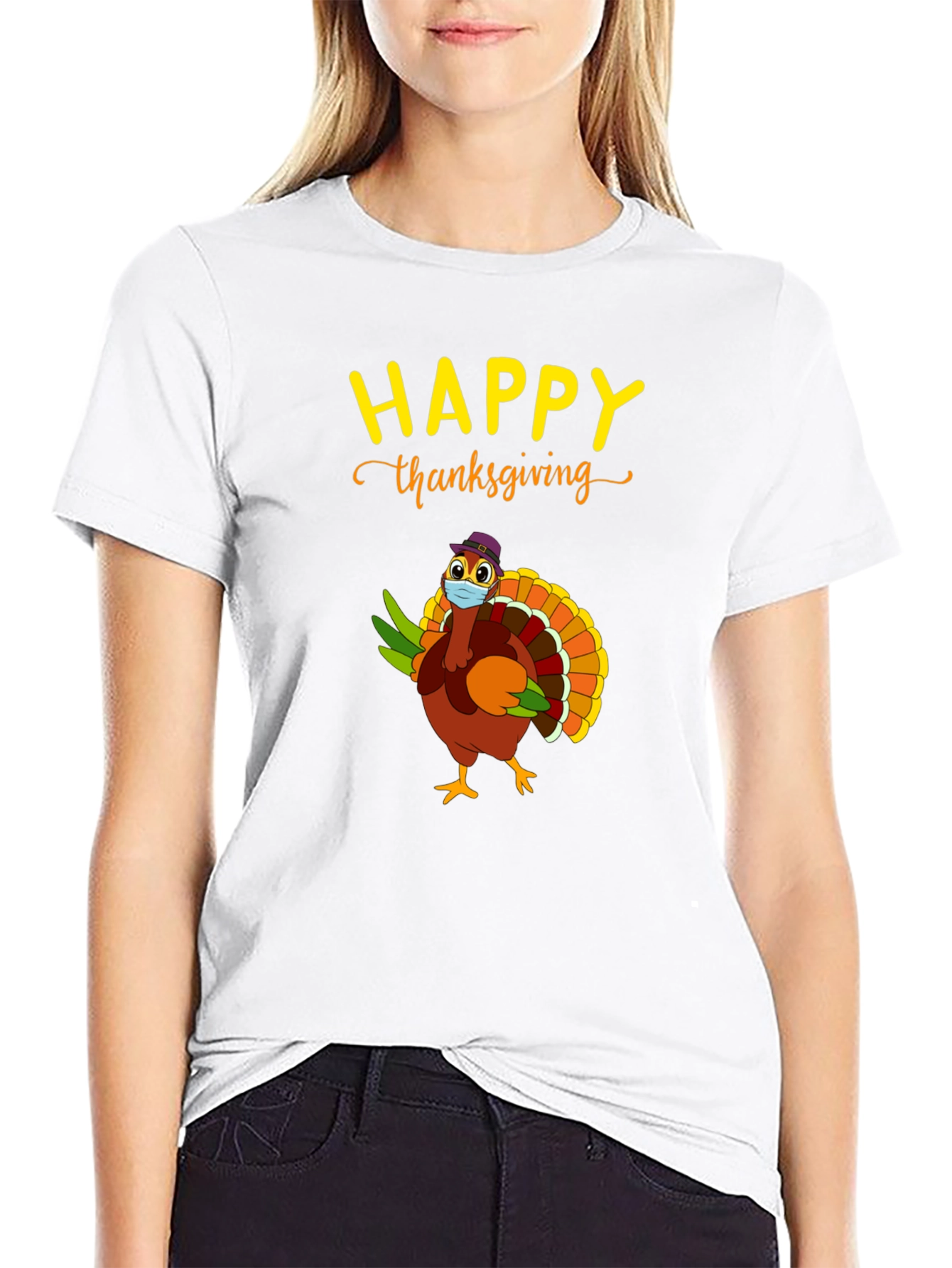 Happy Thanksgiving Turkey Face Mask T-Shirt