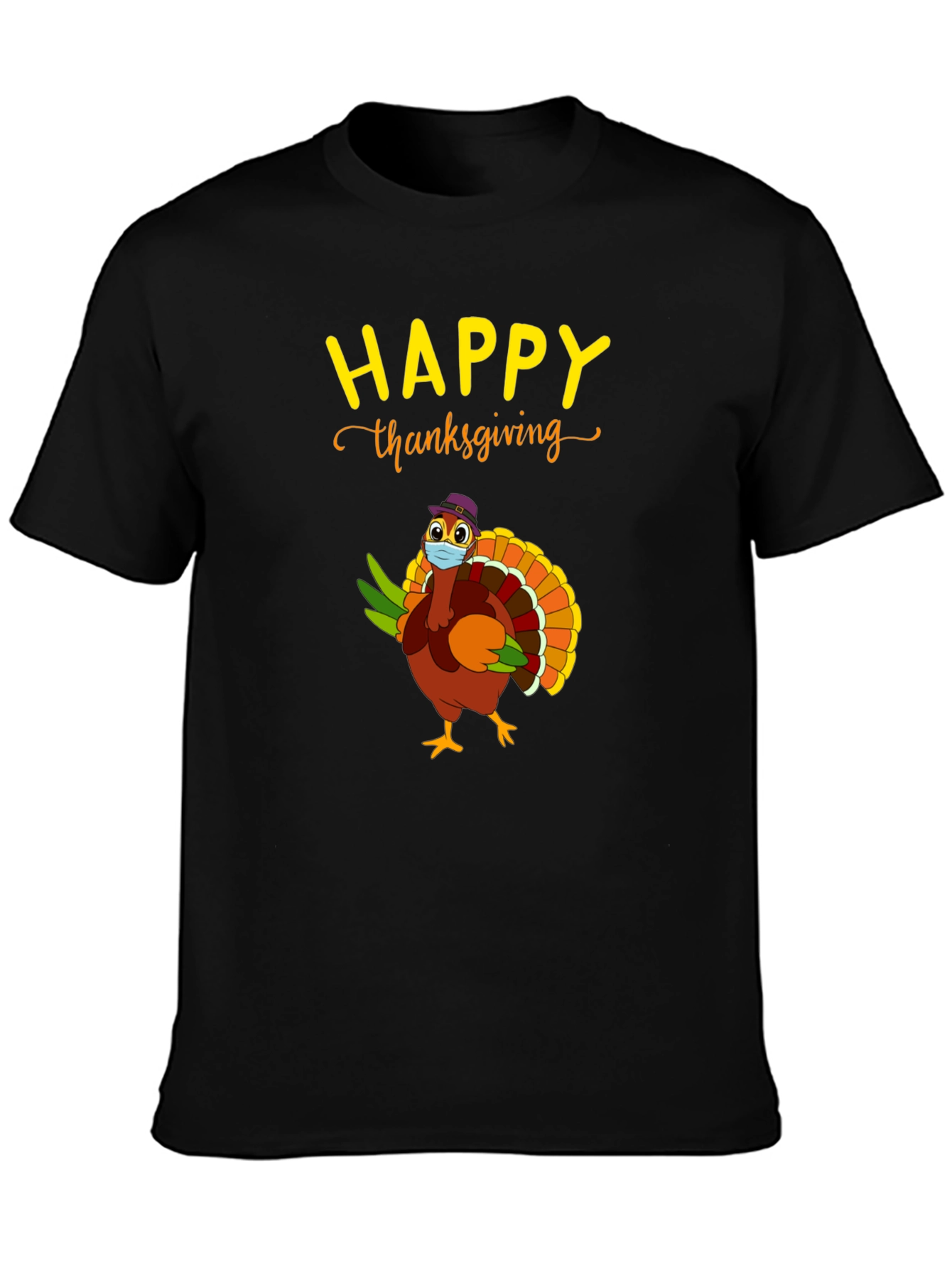 Happy Thanksgiving Turkey Face Mask T-Shirt