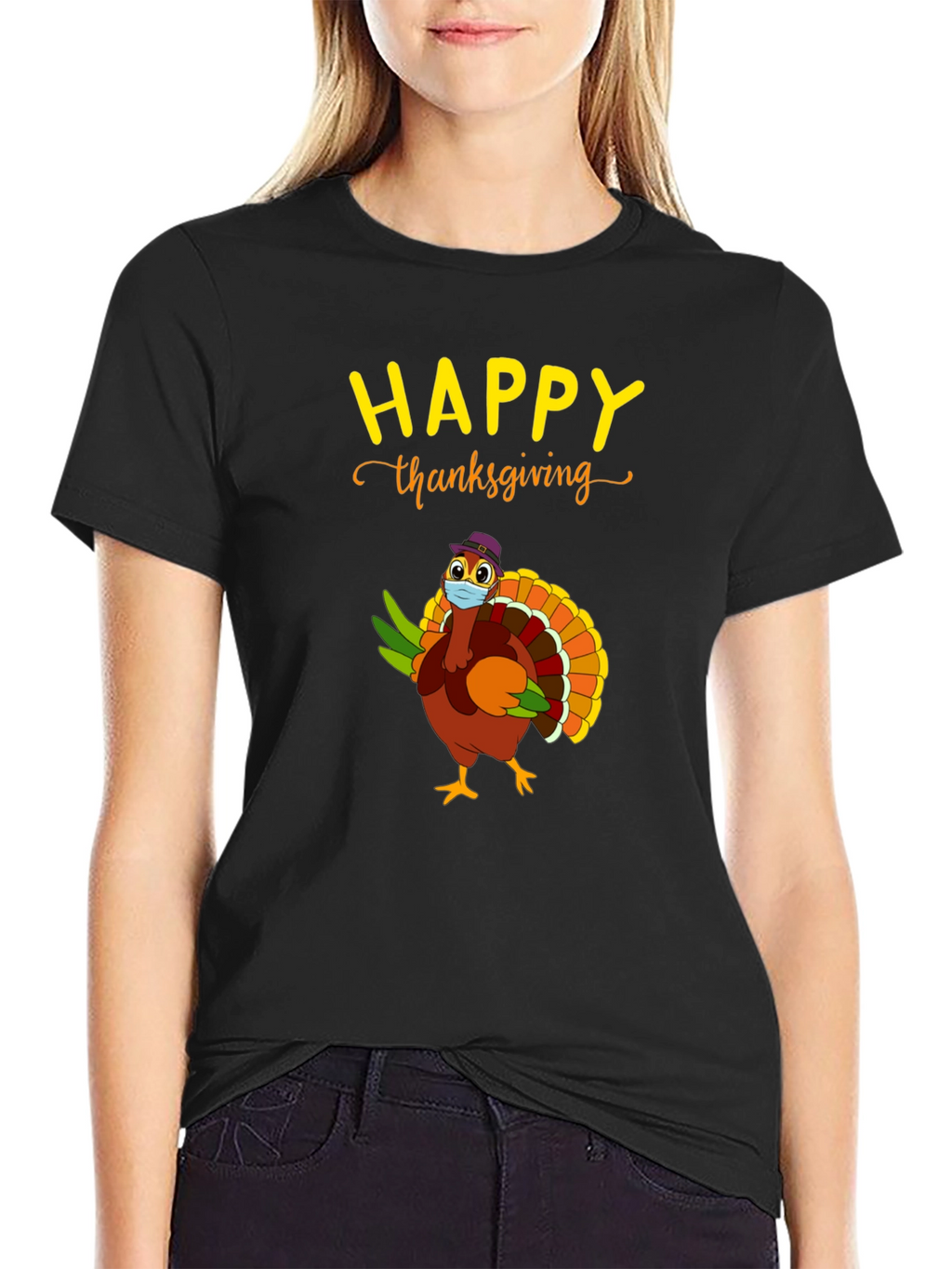 Happy Thanksgiving Turkey Face Mask T-Shirt