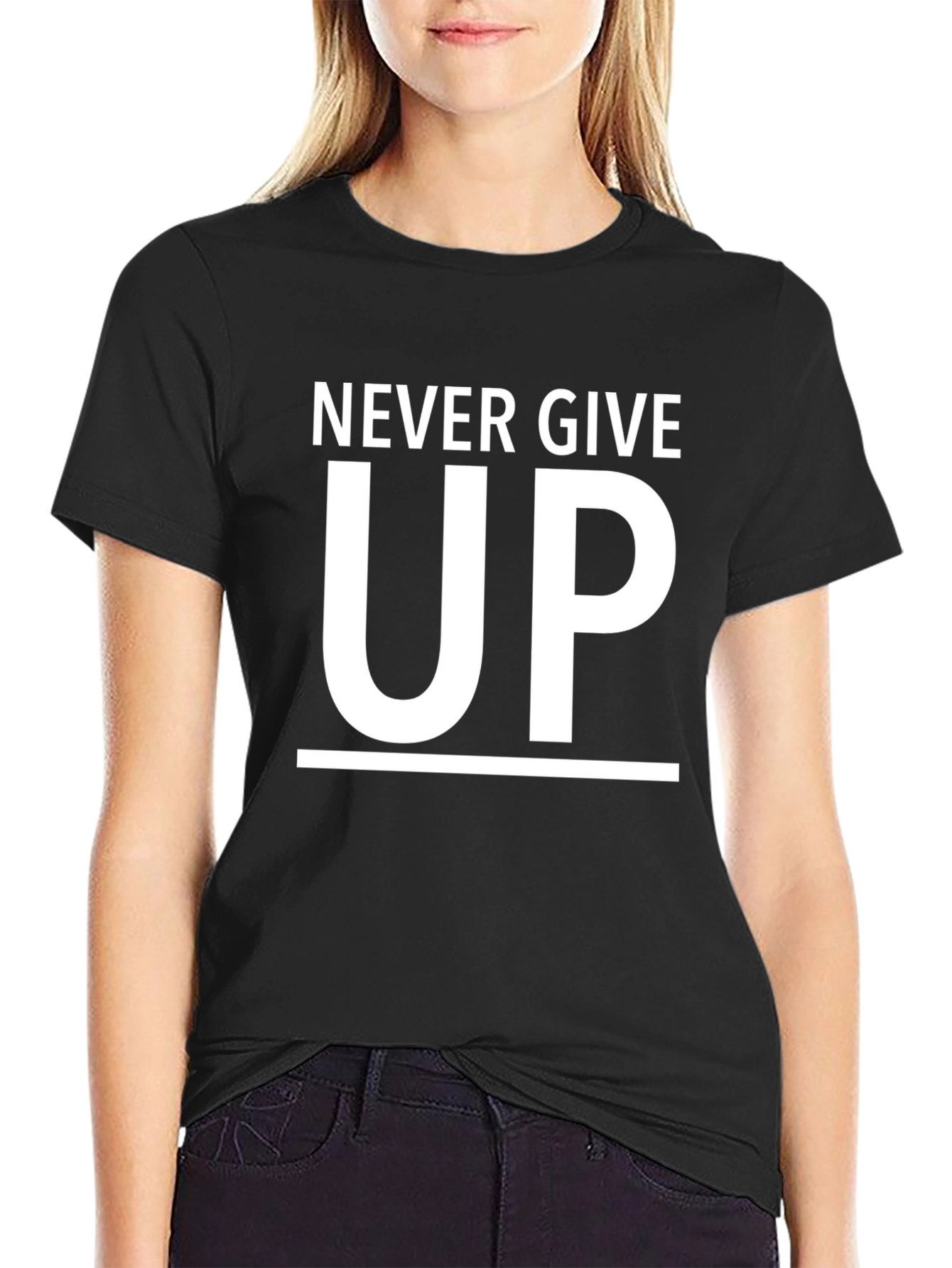 Never Give Up Black T-Shirt