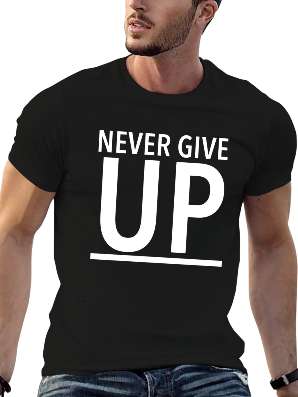 Never Give Up Black T-Shirt