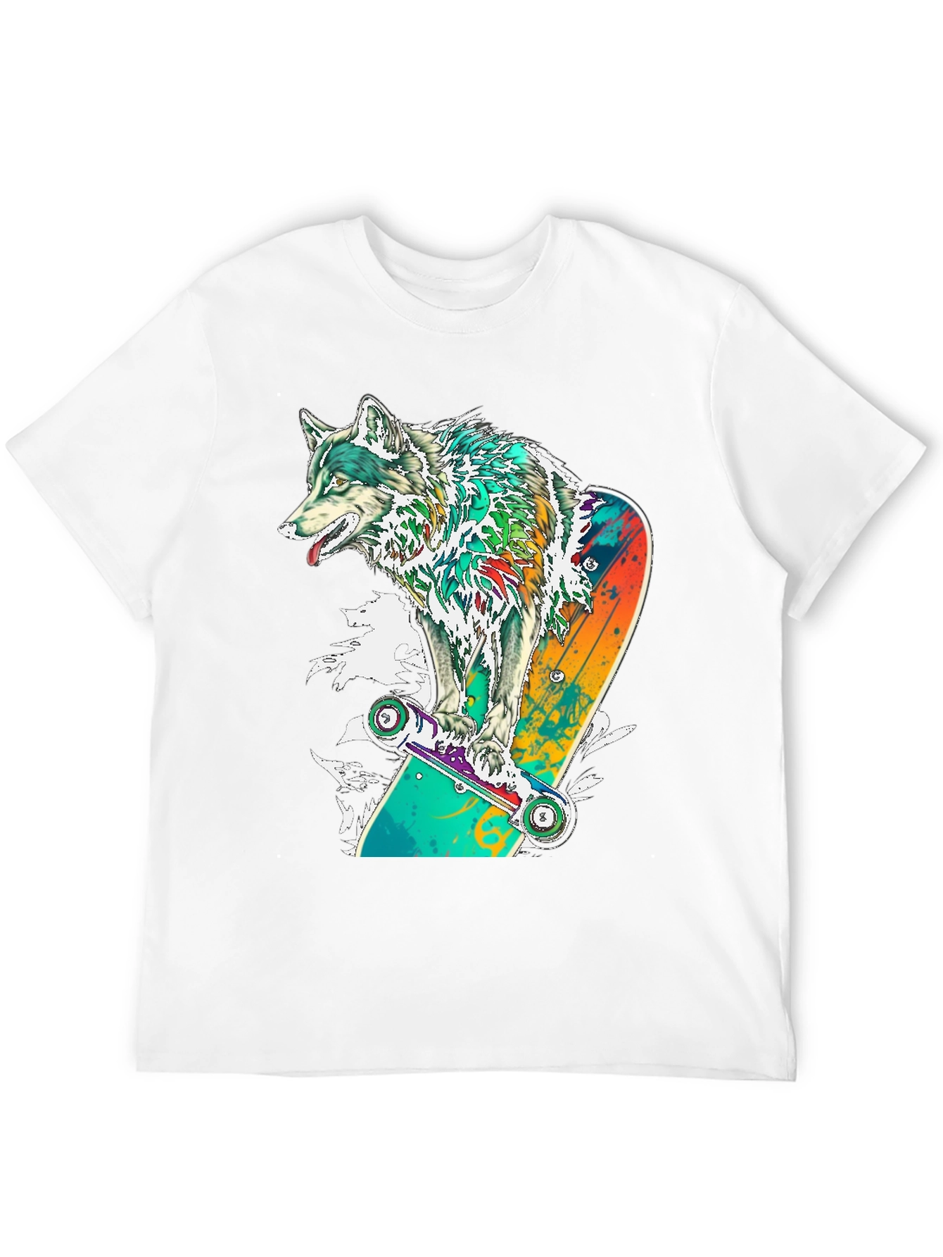 Wolf Skateboard Graphic T-Shirt