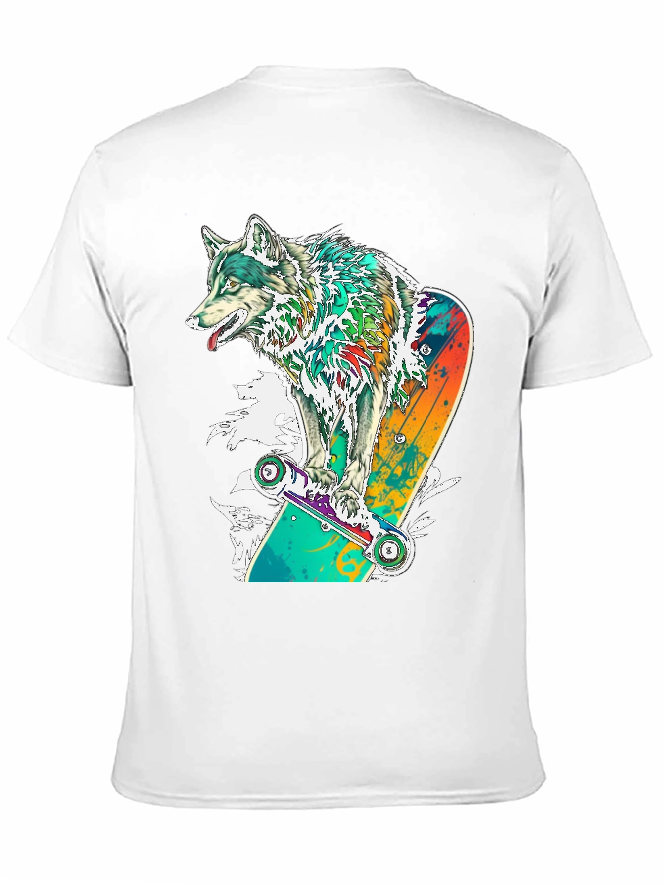 Wolf Skateboard Graphic T-Shirt