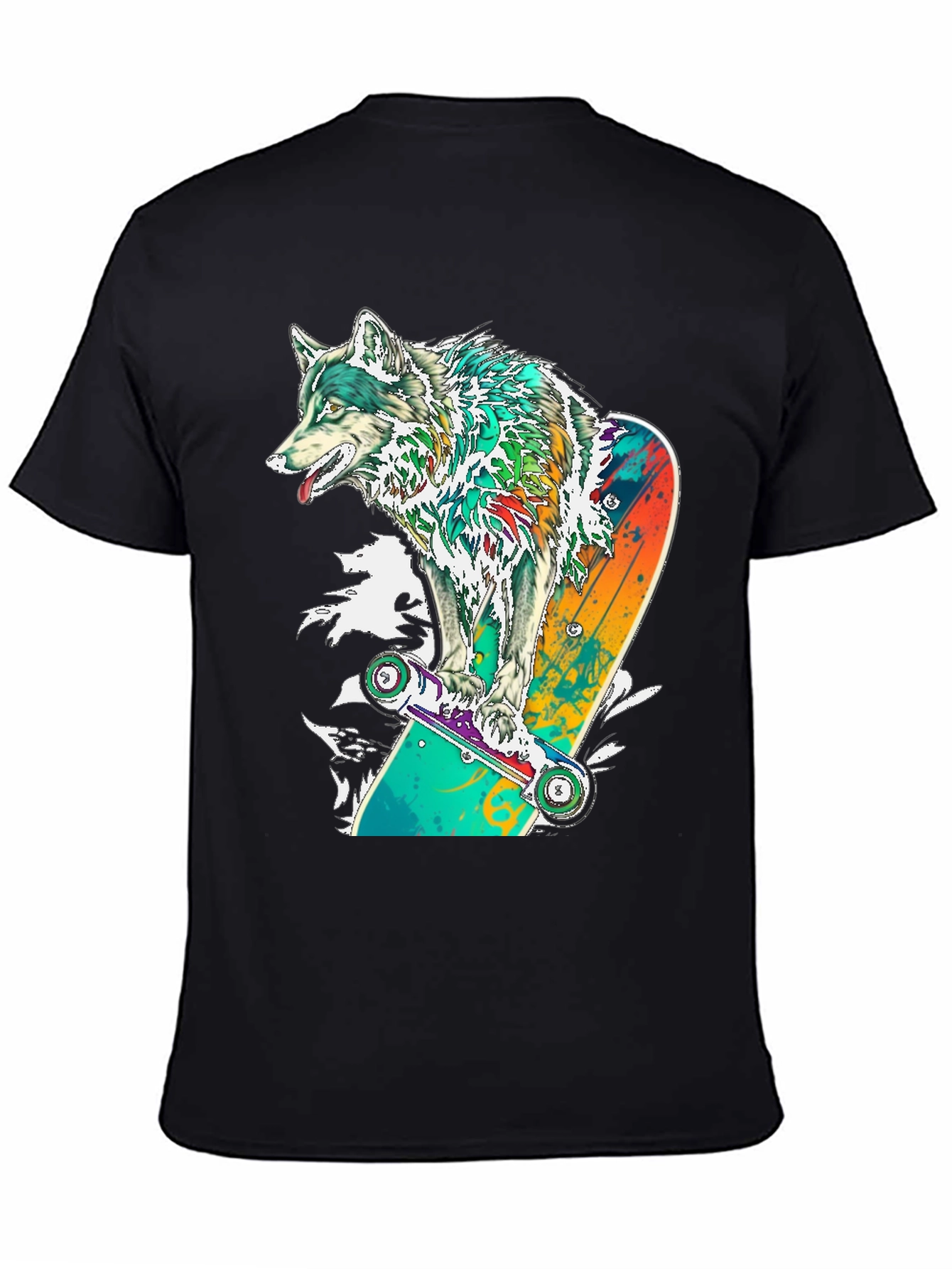 Wolf Skateboard Graphic T-Shirt