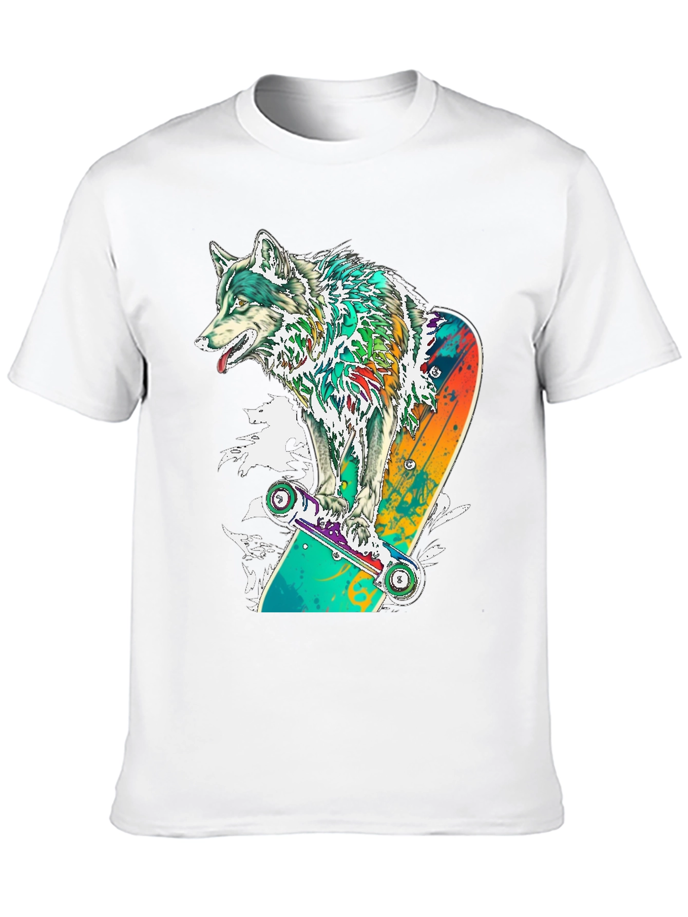 Wolf Skateboard Graphic T-Shirt