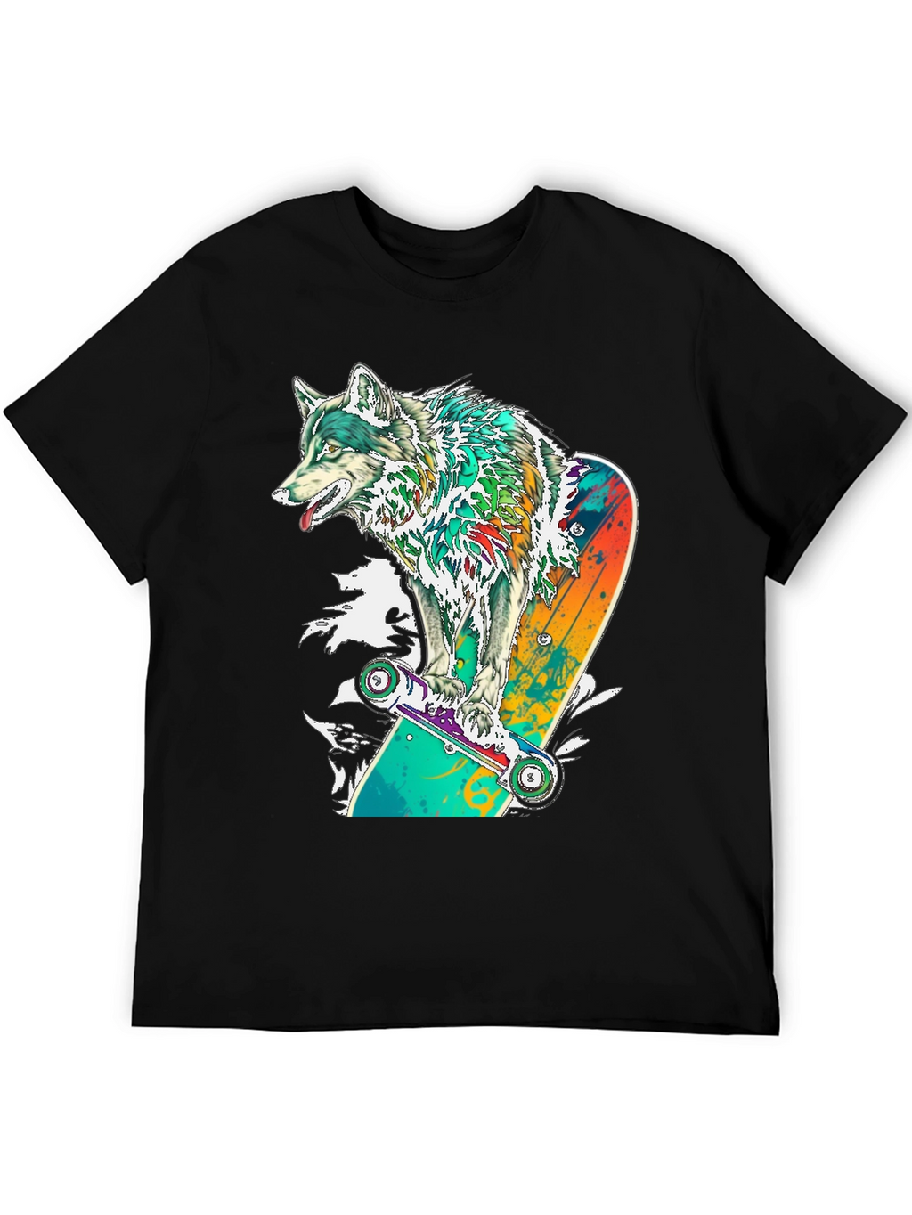 Wolf Skateboard Graphic T-Shirt