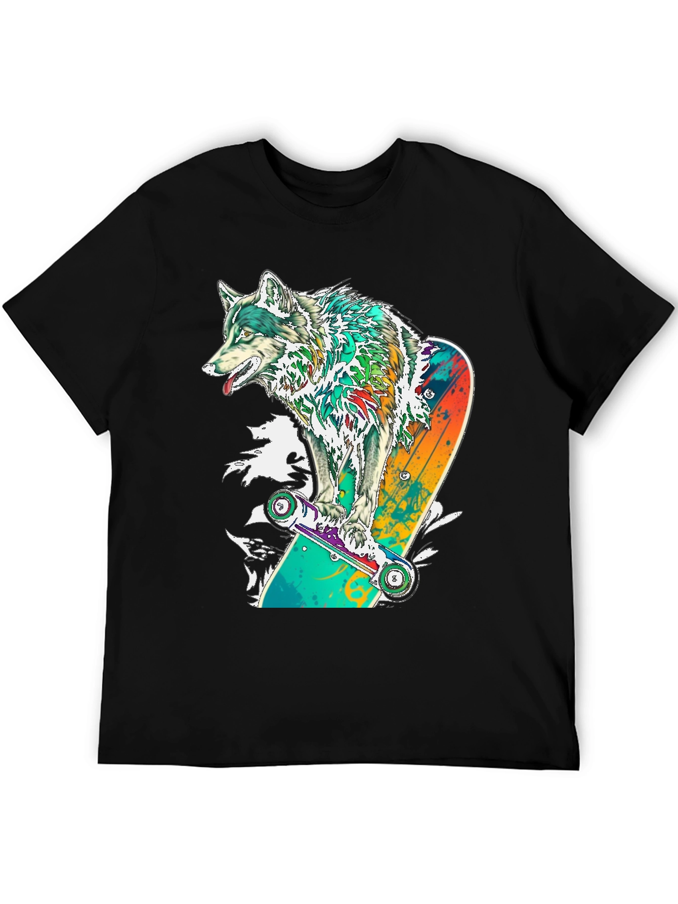 Wolf Skateboard Graphic T-Shirt