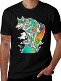Wolf Skateboard Graphic T-Shirt