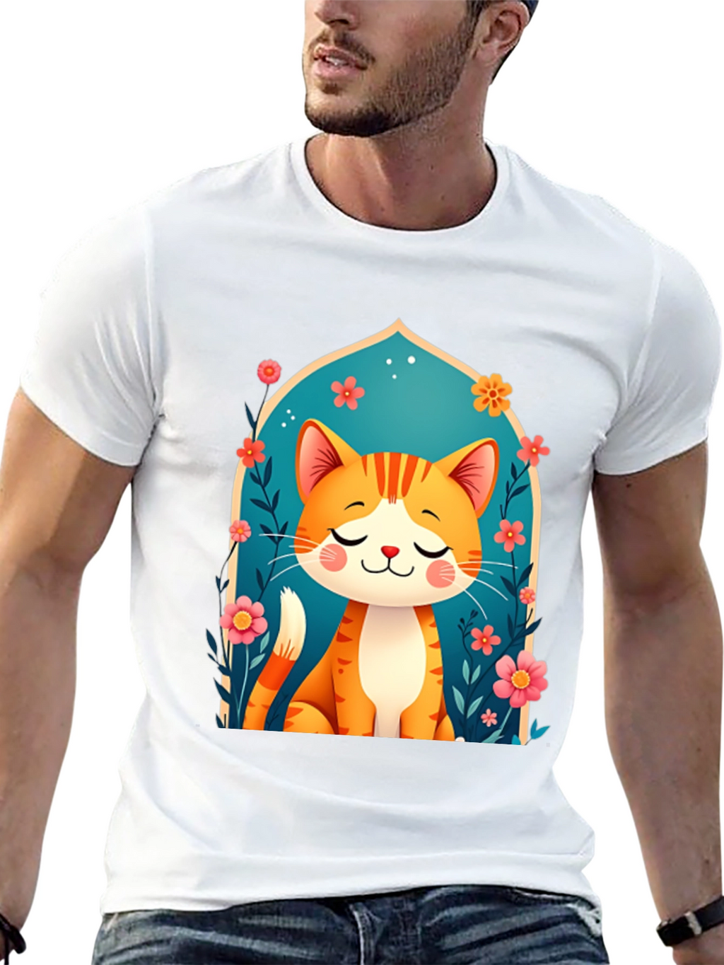 Cute Cat Graphic Tee - Unisex Black T-Shirt