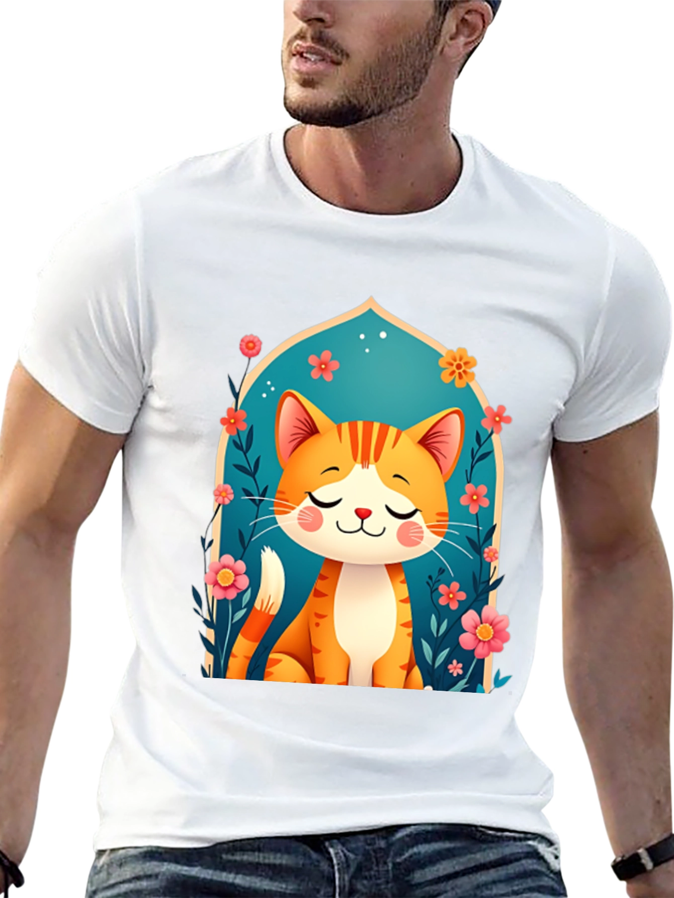 Cute Cat Graphic Tee - Unisex Black T-Shirt