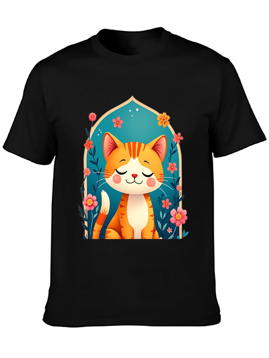 Cute Cat Graphic Tee - Unisex Black T-Shirt